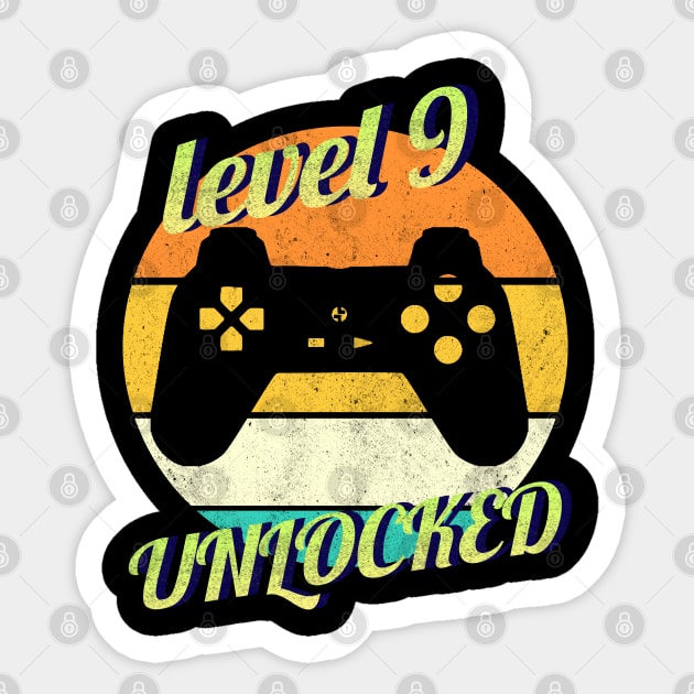 Level 9 Unlocked 9th Birthday funny Gift idea for Gamers Sticker by Smartdoc